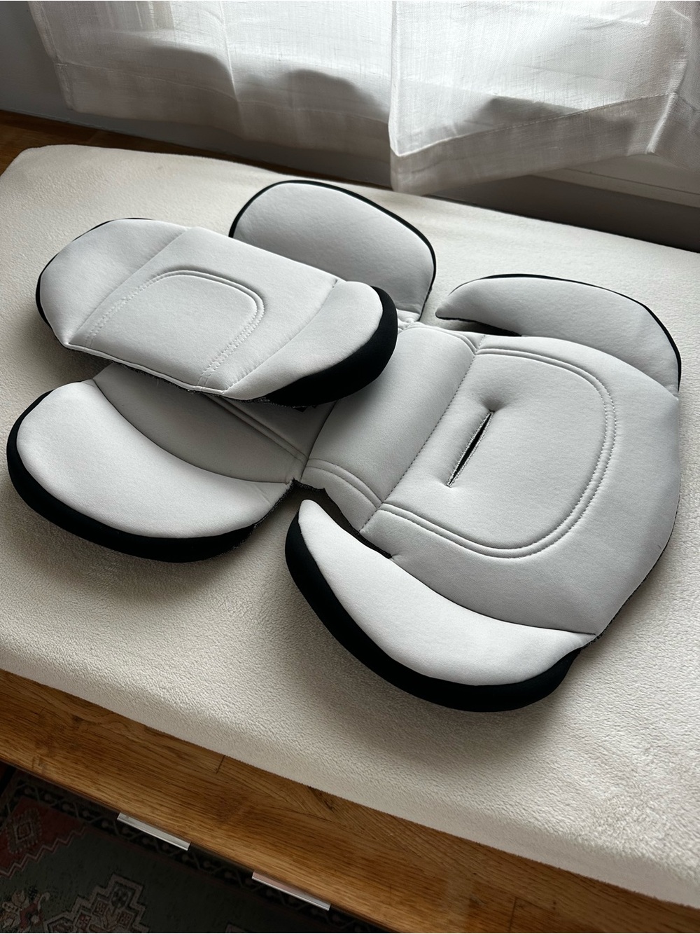 Neutral Light Gray Infant insert Seat Liner with dark grey Trim